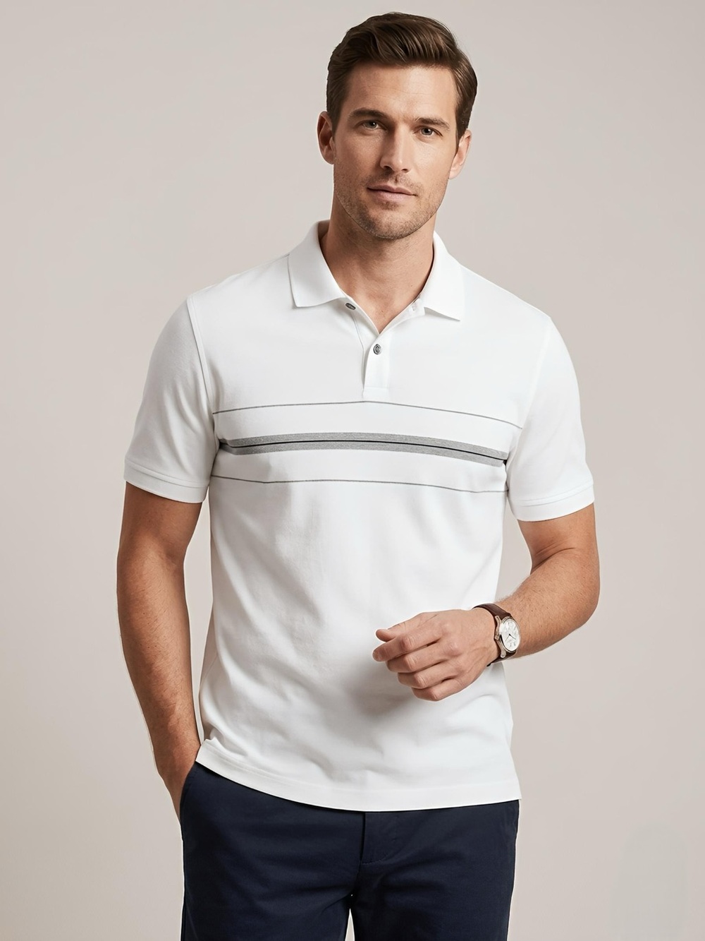Banana Republic White Tee with Black Labels